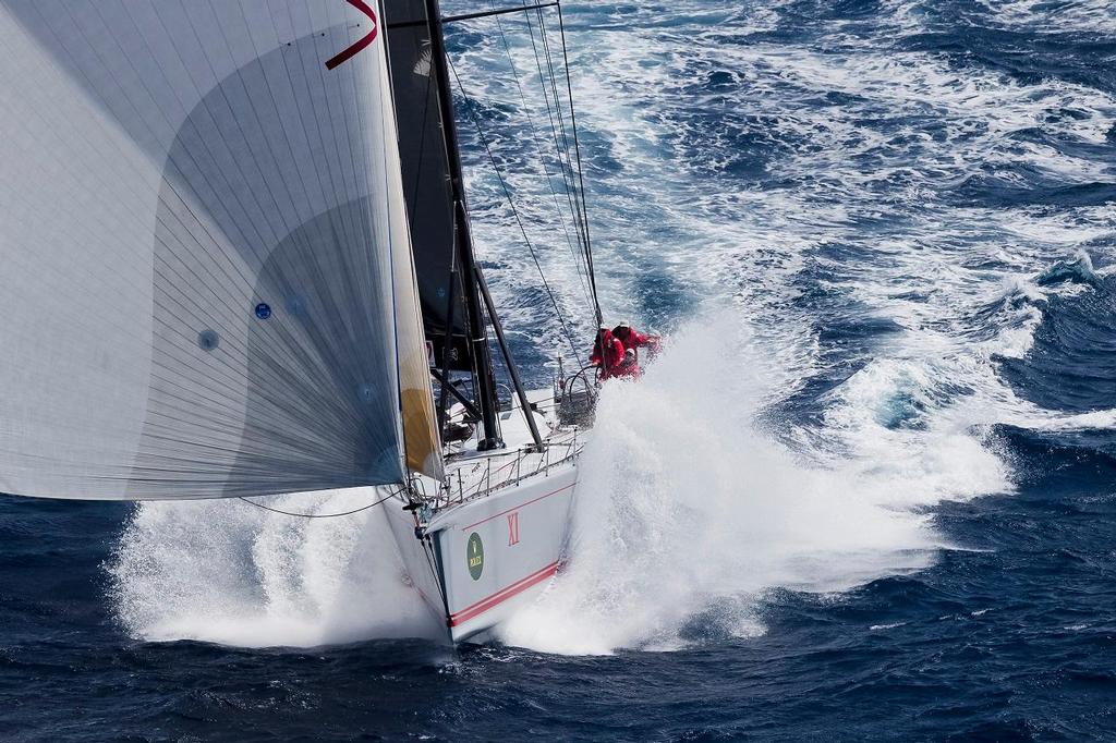 On the pace: Rolex Sydney Hobart Race record holder, Wild Oats XI, shows an impressive turn of speed in Bass Strait.  - Rolex Sydney to Hobart 2013 ©  Rolex / Carlo Borlenghi http://www.carloborlenghi.net